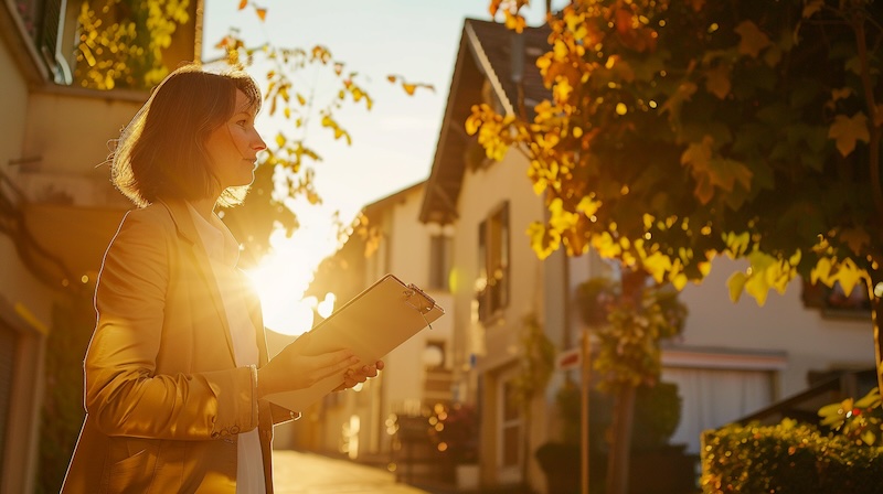 Courtière en immobilier réalisant une estimation à Yverdon-les-Bains